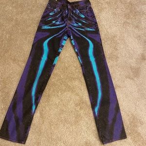 Turquoise, black, and purple with golden shimmer